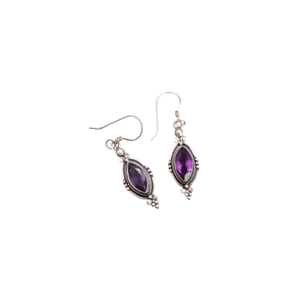 Elegant Purple‎ Silver Earrings